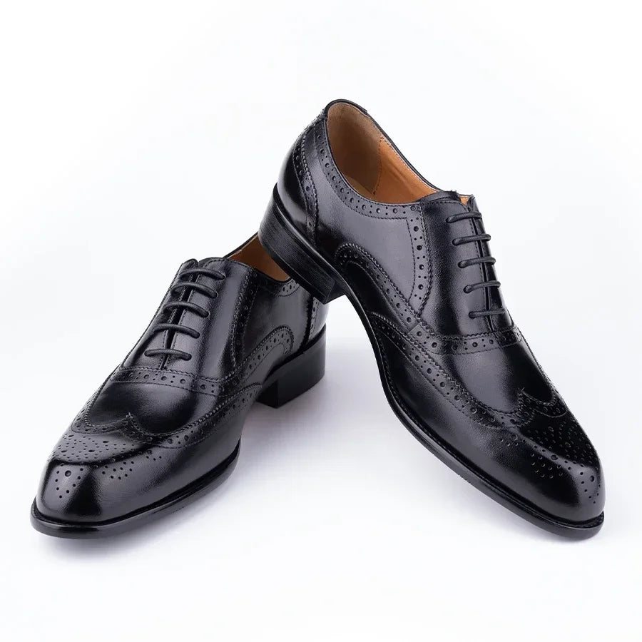 BeClassic™ Premium Cowhide Oxford Shoes – Elegant Brogue Design for Business & Weddings.