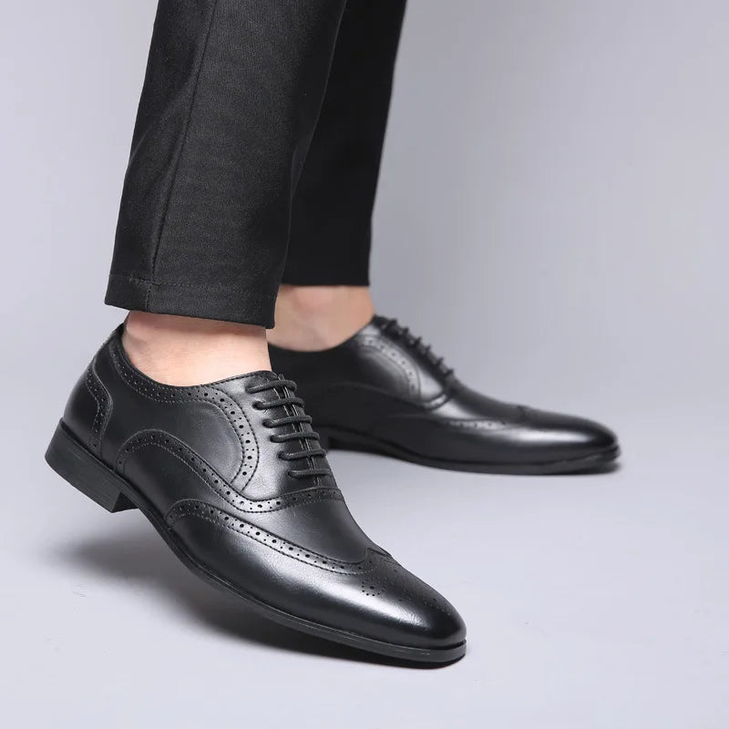 BeClassic™ Classic Retro Brogue Oxfords – Premium Leather Dress Shoes for Business & Weddings.
