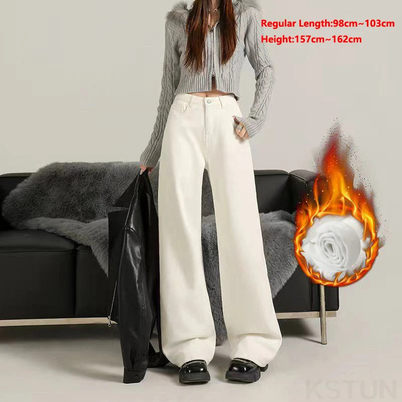 BeClassic Monoco Fleece-Lined Wide Leg Jeans – Winter Whisper