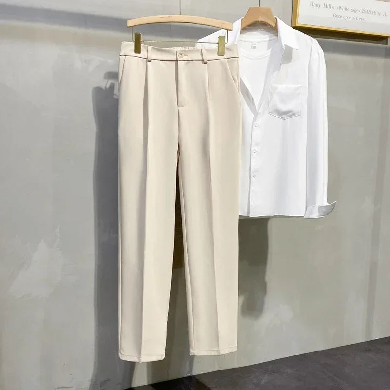 BeClassic Korean Pleated Chinos – Modern Elegance