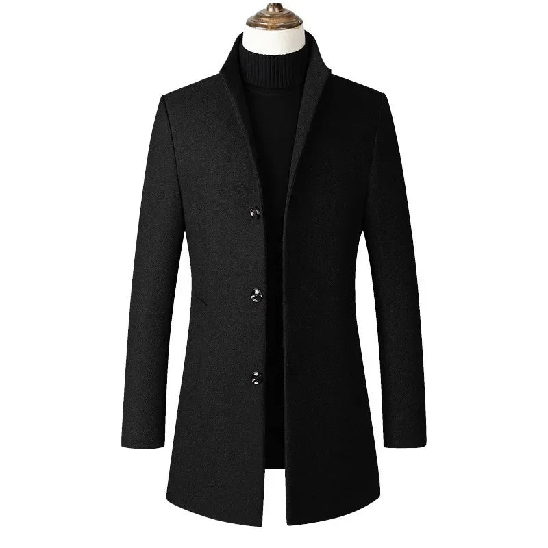 BeClassic™ Double-Breasted Wool Blend Trench – Long Business Casual Overcoat
