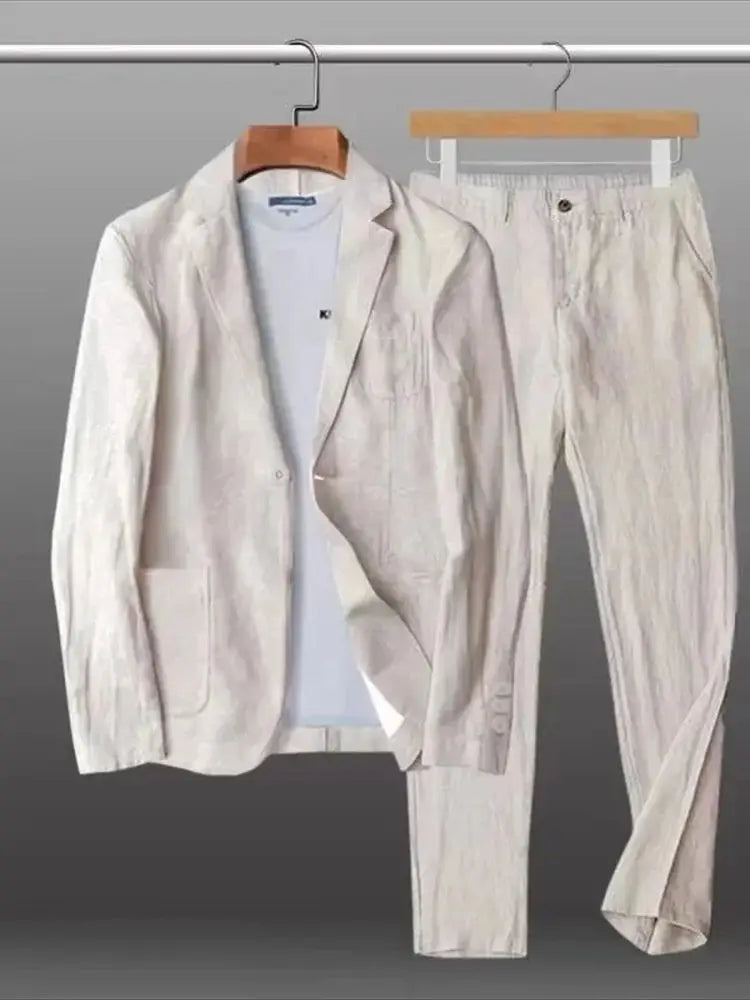 BeClassic™ 2025 Linen Suit – Ultra-Thin & Breathable Two-Piece for Business & Leisure.