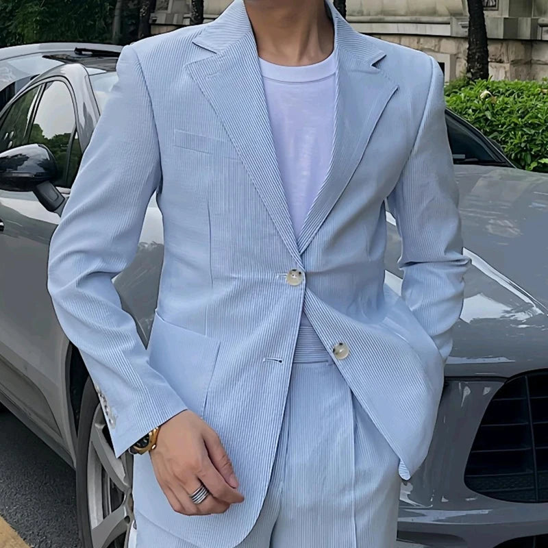 BeClassic™ Old Money Striped Blazer – Vintage-inspired, buttoned suit jacket for timeless elegance.