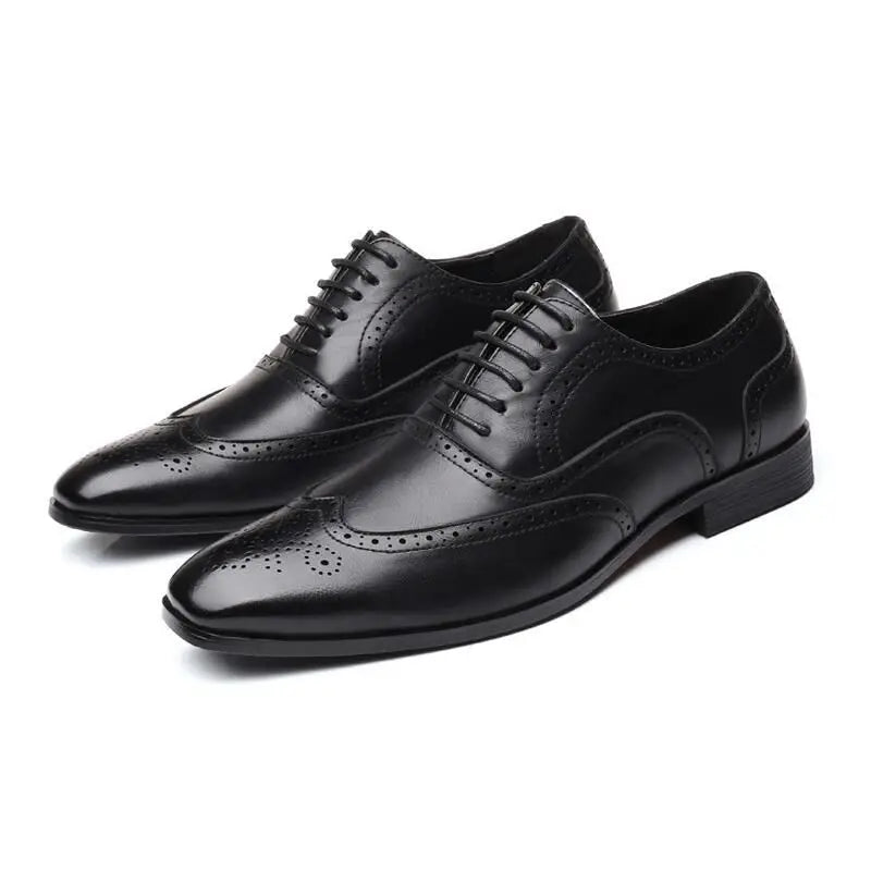 BeClassic™ Classic Retro Brogue Oxfords – Premium Leather Dress Shoes for Business & Weddings.