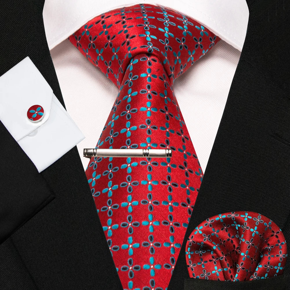 BeClassic Monoco Silk Tie & Accessory Set – Crimson Royale