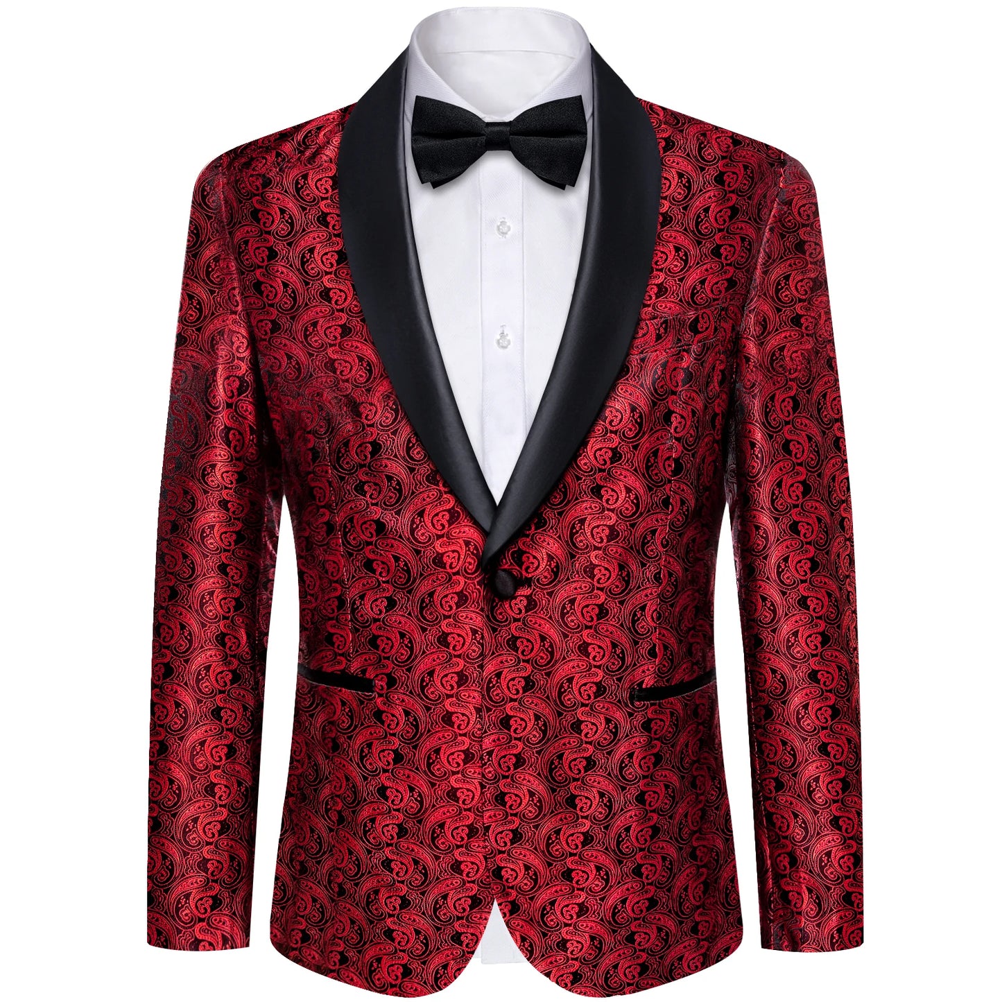 BeClassic™ Paisley Luxe Blazer – Bold Green, Red & Silver Statement Jacket for Weddings & Banquets.