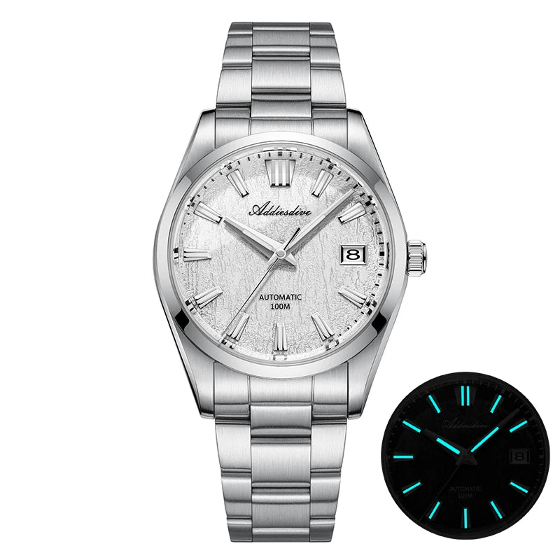 BeClassic™ ADDIESDIVE NH35 Automatic – Classic Green Dial Watch with Bark Texture & Sapphire Glass, 100M Waterproof.