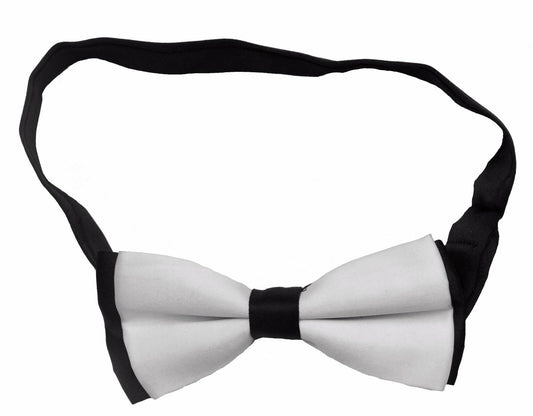 White and Black Mens Satin Bow Tie Dickie Bow Pre-Tied Wedding Tuxedo Tie Necktie
