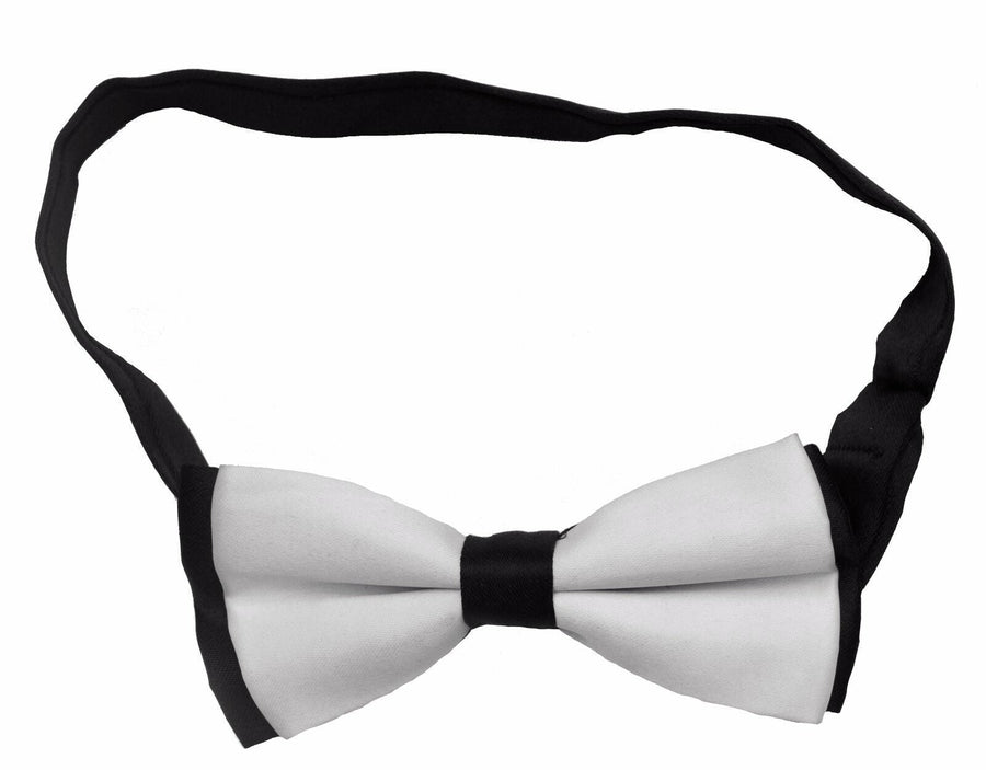 White and Black Mens Satin Bow Tie Dickie Bow Pre-Tied Wedding Tuxedo Tie Necktie