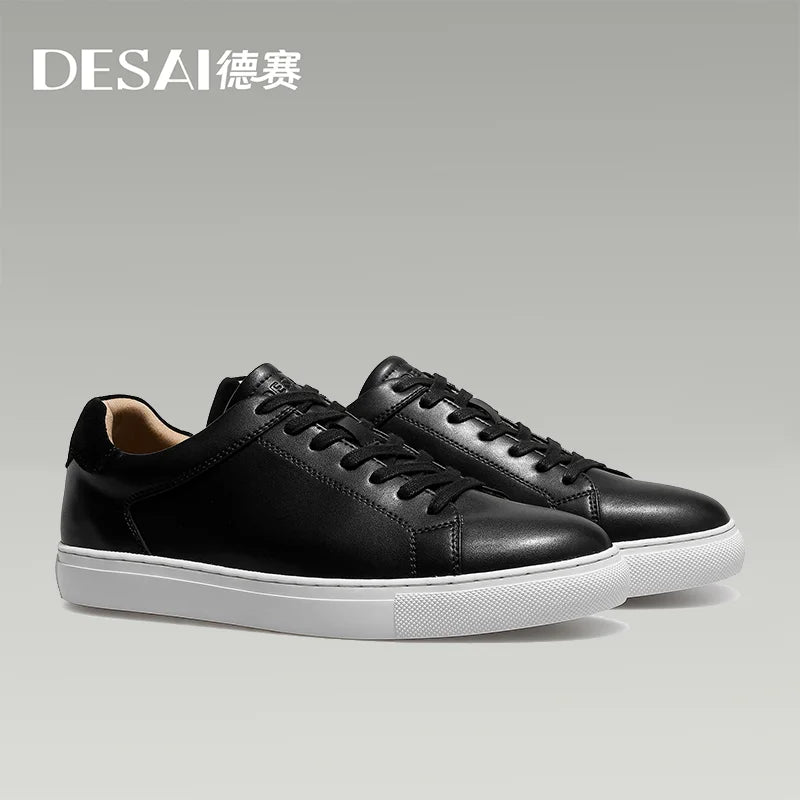BeClassic™ DESAI Full-Grain Leather Sneakers – Unisex White Casuals in Premium Finish, Size Up to 13.