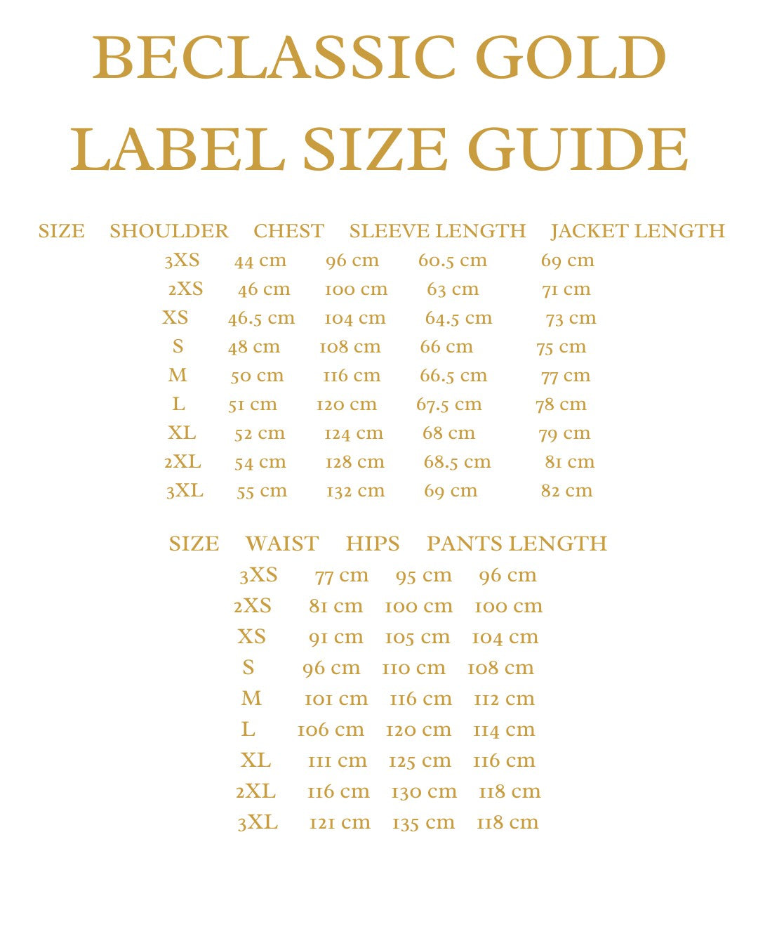 Size Guide for BeClassic™ Ivory Groom Tuxedo – Custom-Tailored Formal Suit for Weddings & Business
