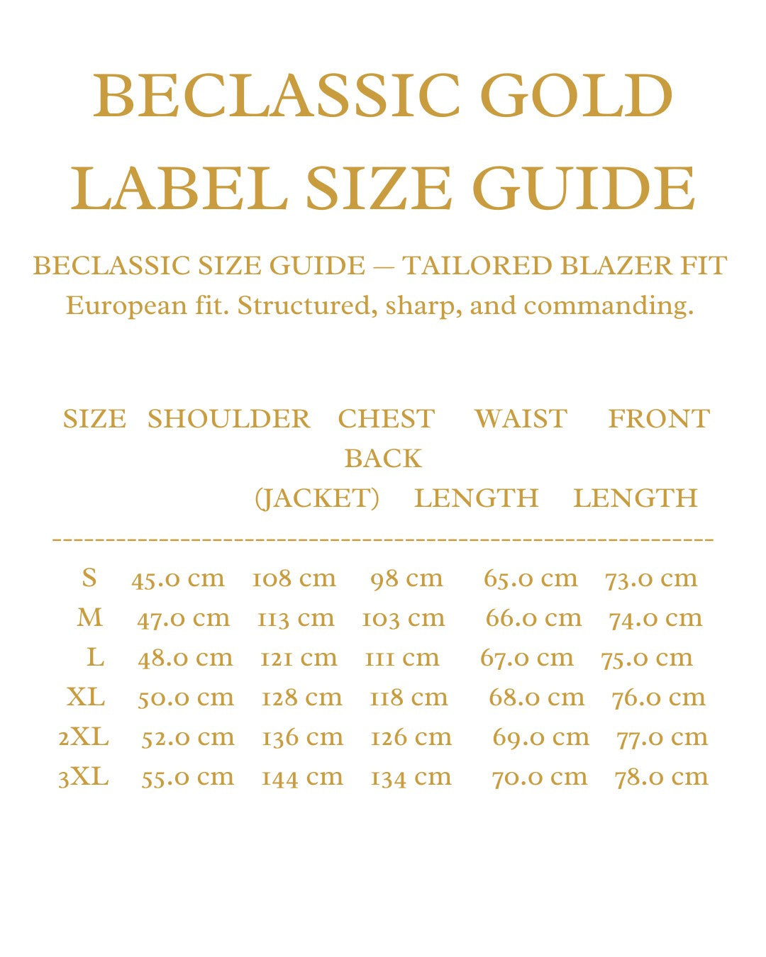 Size Guide for BeClassic™ Paisley Luxe Blazer – Bold Green, Red & Silver Statement Jacket for Weddings & Banquets.