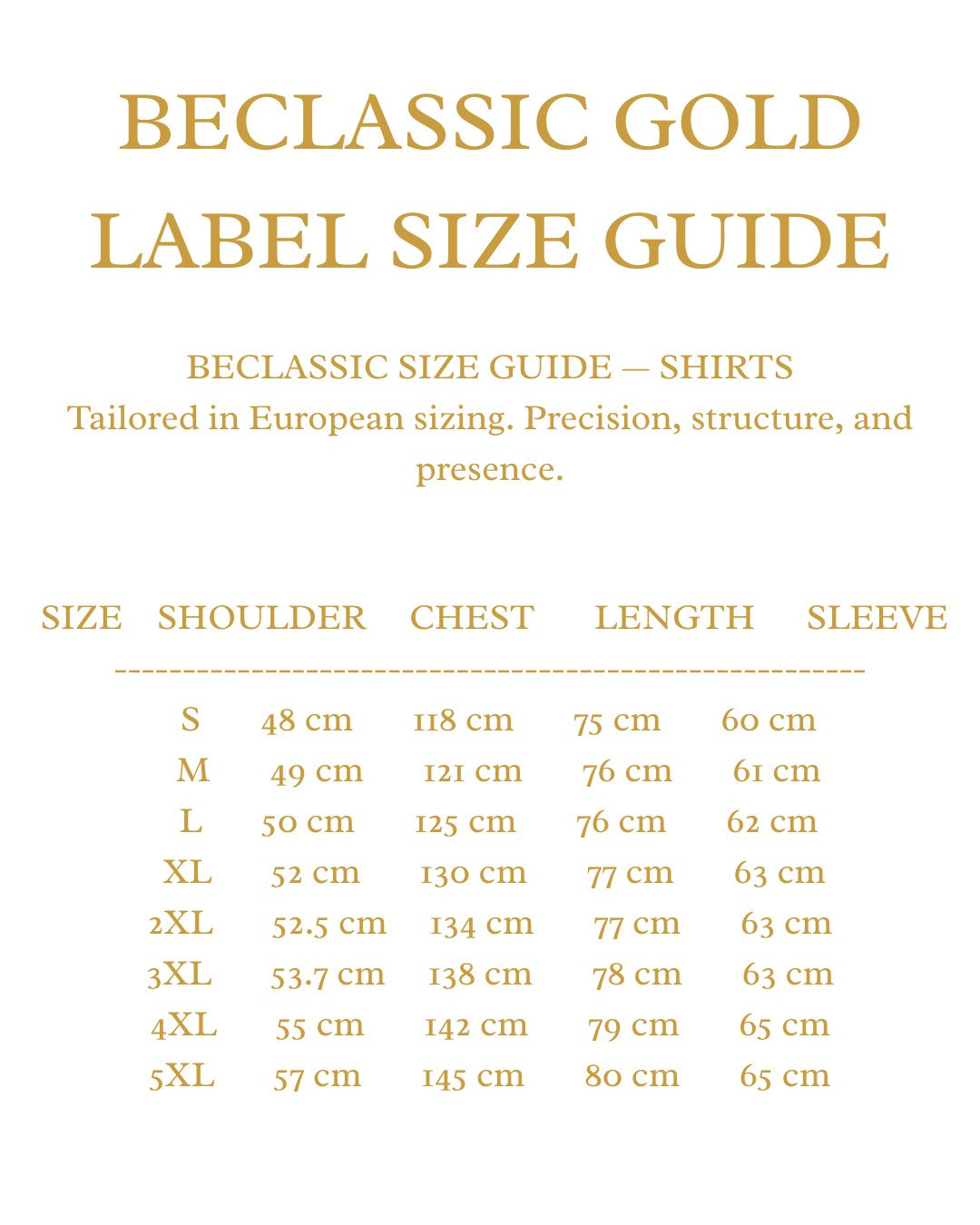 Size Guide for BeClassic™ Wing Tip French Cuff Shirt – Elegant Plus-Size Tuxedo Shirt for Weddings & Formal Events.