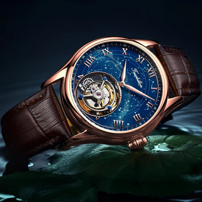 BeClassic™ AESOP Tourbillon – Mechanical Masterpiece with Starry Sky Dial & Authentic Tourbillon Movement.
