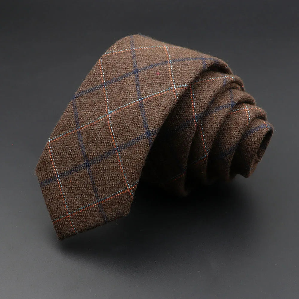 BeClassic™ Handmade Slim Plaid Tie – Classic 6cm Cotton & Cashmere Design.