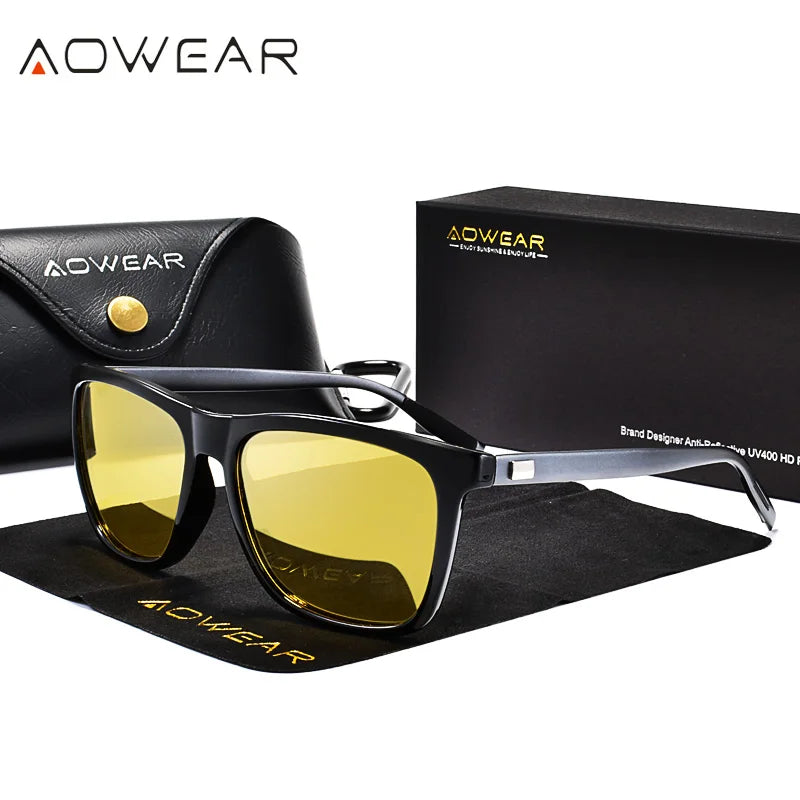 BeClassic™ AOWEAR HD Night Vision Glasses – Polarized Yellow Lens for Safe Driving.