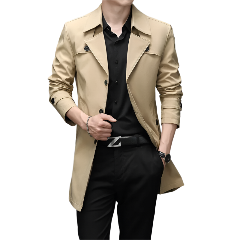 BeClassic™ Men's Long Trench Coat – Business Casual Windbreaker, Single-Breasted