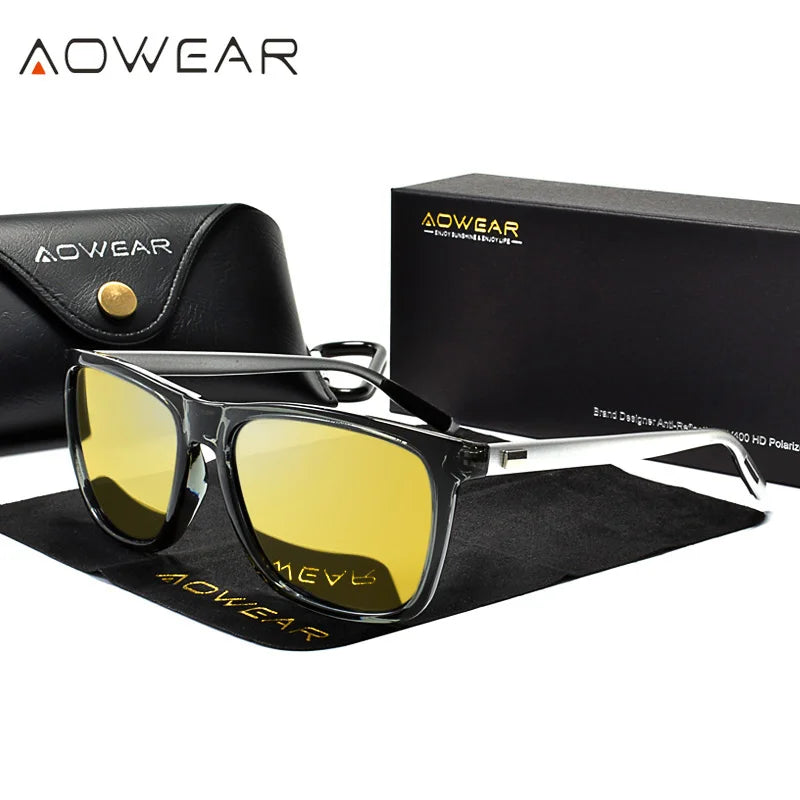 BeClassic™ AOWEAR HD Night Vision Glasses – Polarized Yellow Lens for Safe Driving.