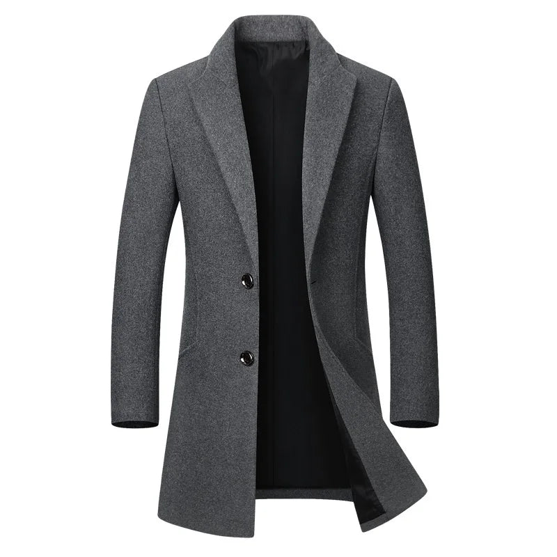 BeClassic™ Wool Blend Trench Coat – Business Casual Long Sleeve Outerwear for Autumn & Winter.