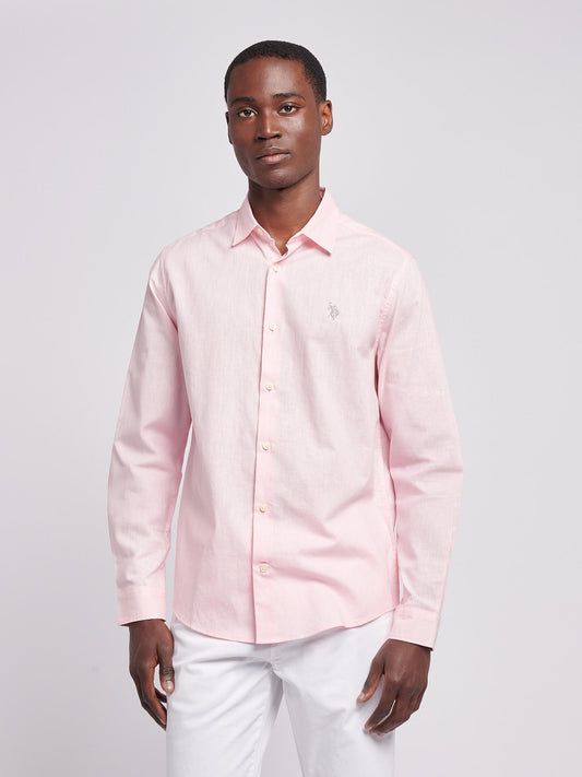 Mens Linen Blend Shirt Pink a Boo