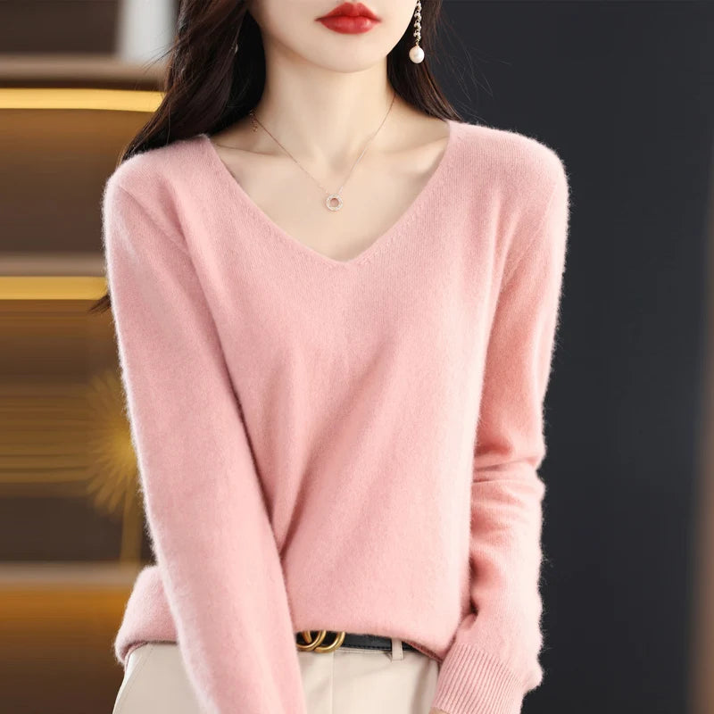 BeClassic Monoco Pure Wool V-Neck Sweater – Autumn Luxe