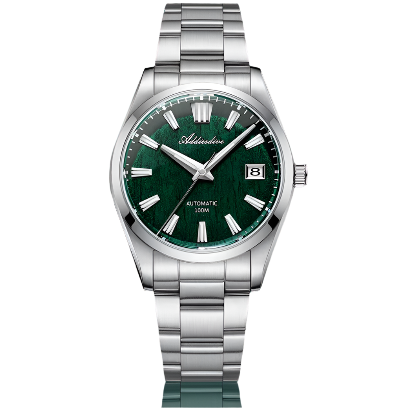 BeClassic™ ADDIESDIVE NH35 Automatic – Classic Green Dial Watch with Bark Texture & Sapphire Glass, 100M Waterproof.