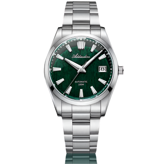 BeClassic™ ADDIESDIVE NH35 Automatic – Classic Green Dial Watch with Bark Texture & Sapphire Glass, 100M Waterproof.