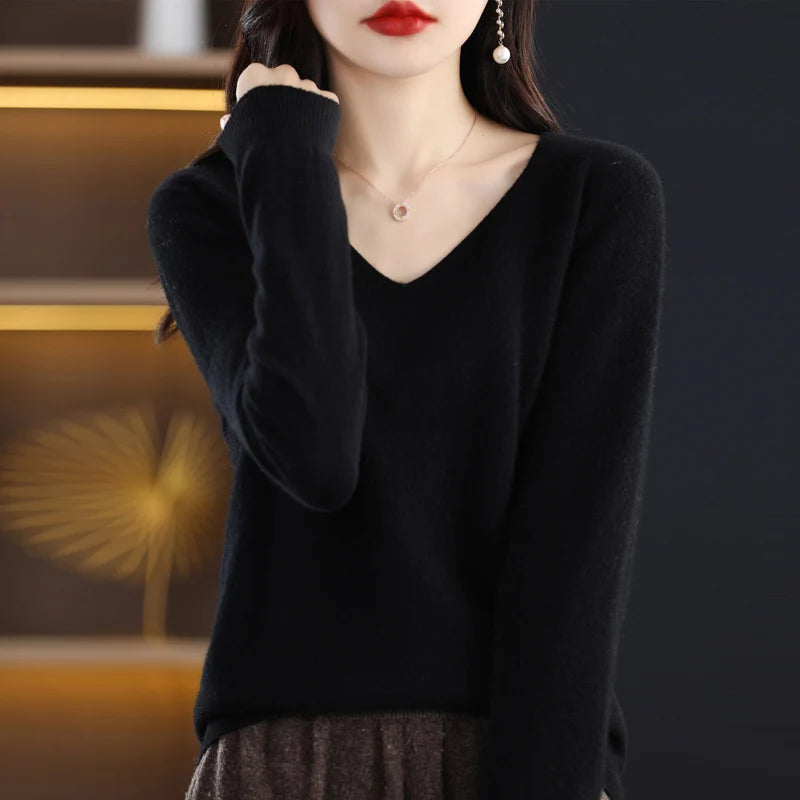 BeClassic Monoco Pure Wool V-Neck Sweater – Autumn Luxe