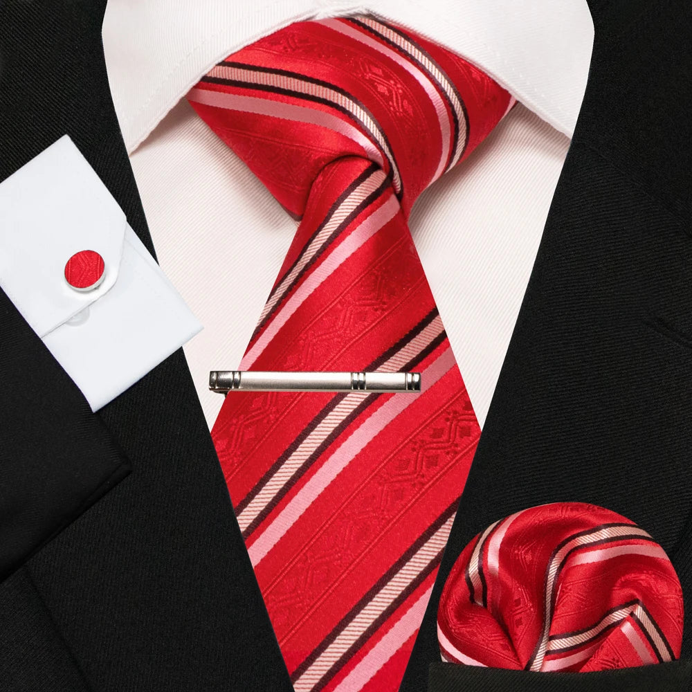 BeClassic Monoco Silk Tie & Accessory Set – Crimson Royale