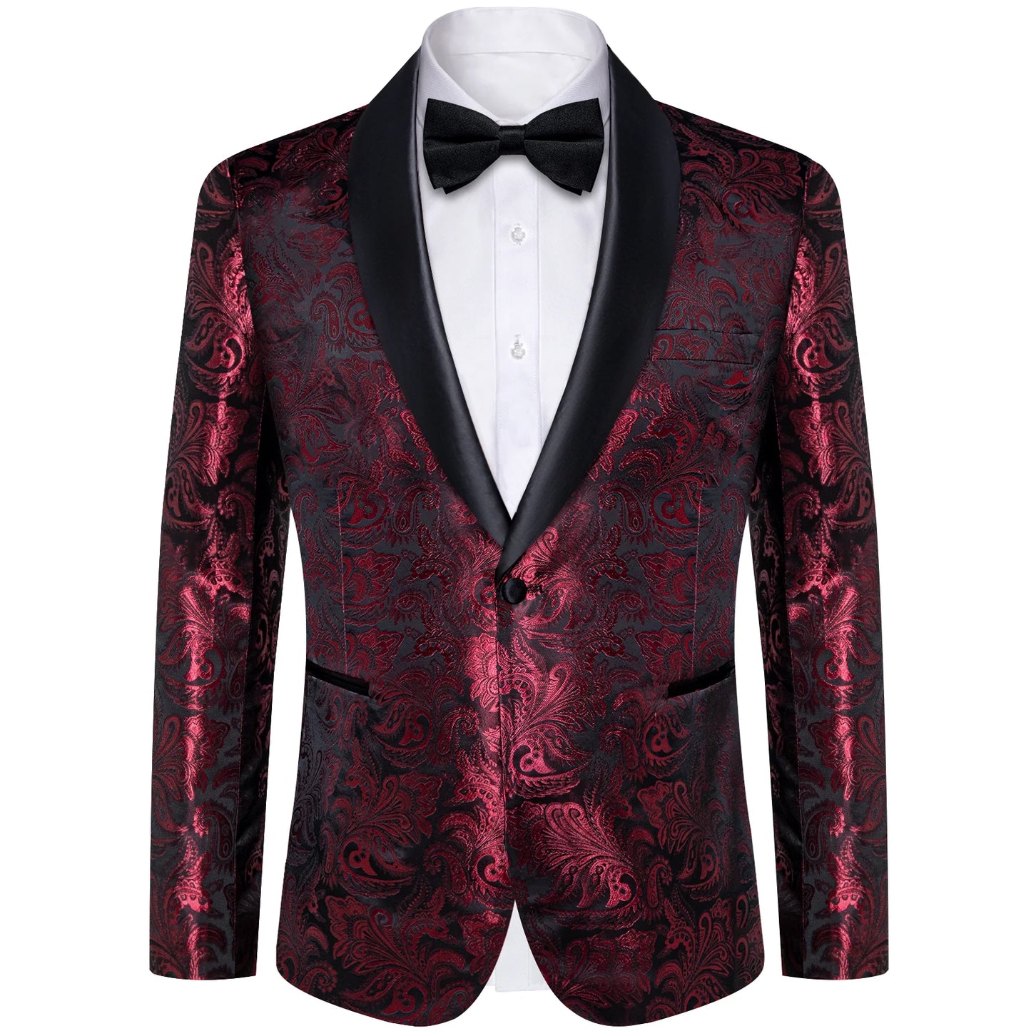 BeClassic™ Paisley Luxe Blazer – Bold Green, Red & Silver Statement Jacket for Weddings & Banquets.