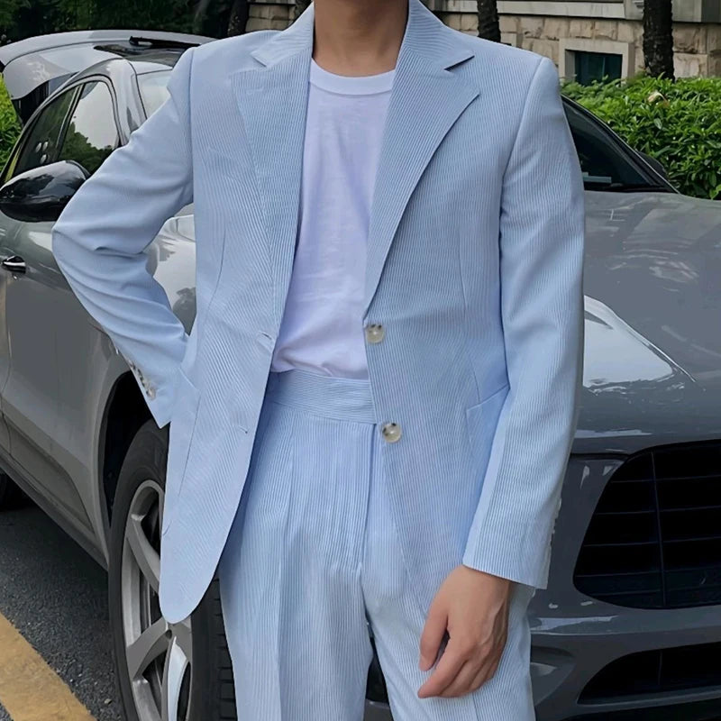 BeClassic™ Old Money Striped Blazer – Vintage-inspired, buttoned suit jacket for timeless elegance.