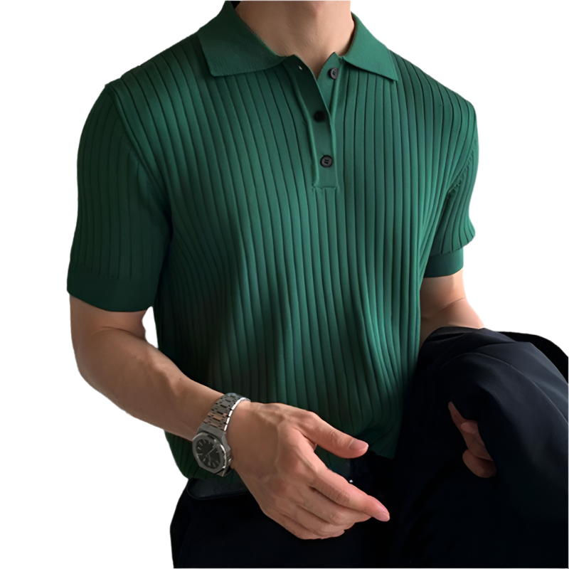 BeClassic™ Retro Knit Striped Polo – Light Luxury Short Sleeve Shirt for Effortless Summer Style.
