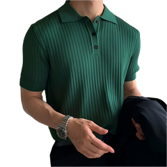 BeClassic™ Retro Knit Striped Polo – Light Luxury Short Sleeve Shirt for Effortless Summer Style.