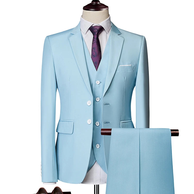 BeClassic™ Pink Three-Piece Suit – High-Quality Tailoring for Weddings & Business.