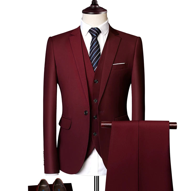 BeClassic™ Pink Three-Piece Suit – High-Quality Tailoring for Weddings & Business.