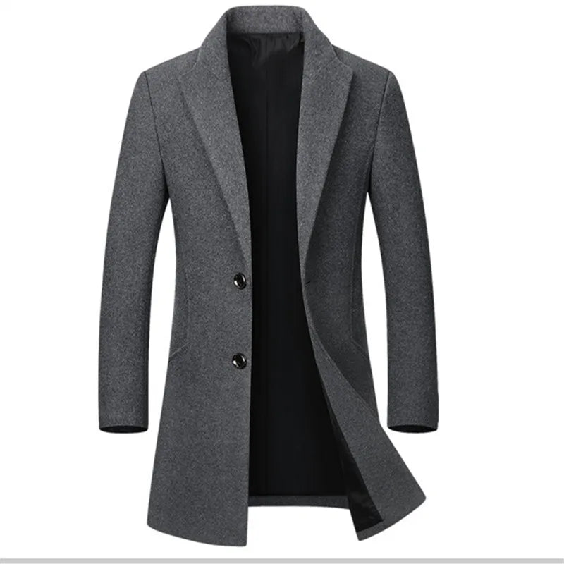 BeClassic™ Wool Blend Trench Coat – Business Casual Long Sleeve Outerwear for Autumn & Winter.