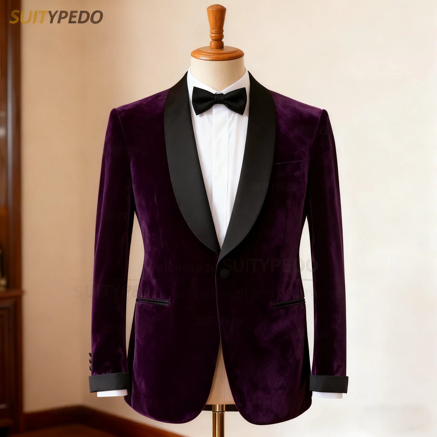 Elegant Velvet Men Suit Blazer 1 Piece Wedding Stylish Shawl Lapel Costume Coat Evening Dinner Fashion Male Jacket Formal Gown