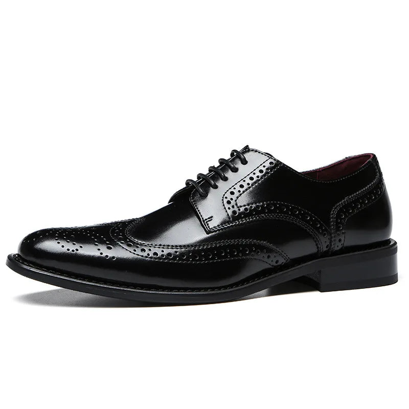 BeClassic™ Top-Grain Leather Brogue Oxfords – Luxury Formal Shoes for Weddings & Business.
