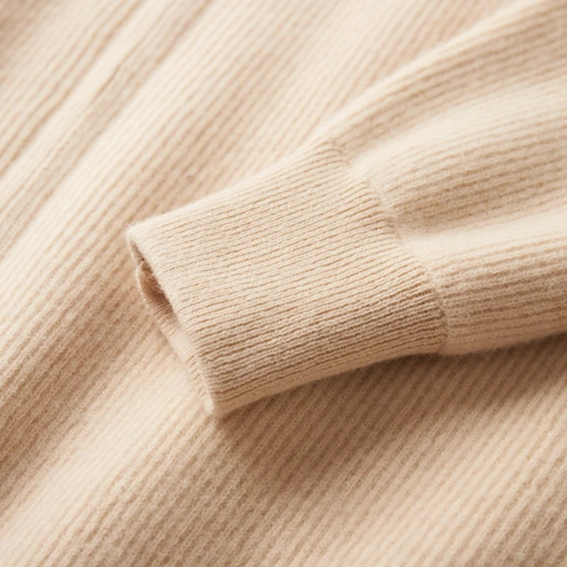 BeClassic™ 100% Pure Cashmere Zipper Cardigan – High-Collar Luxury Knit for Autumn & Winter.