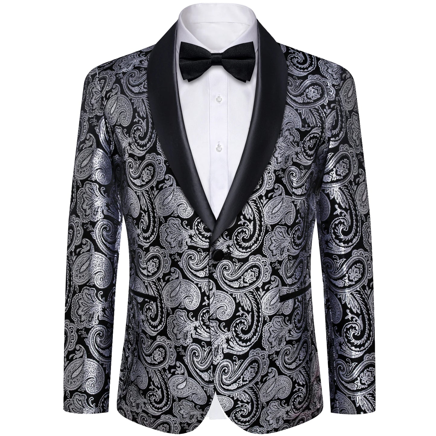 BeClassic™ Paisley Luxe Blazer – Bold Green, Red & Silver Statement Jacket for Weddings & Banquets.