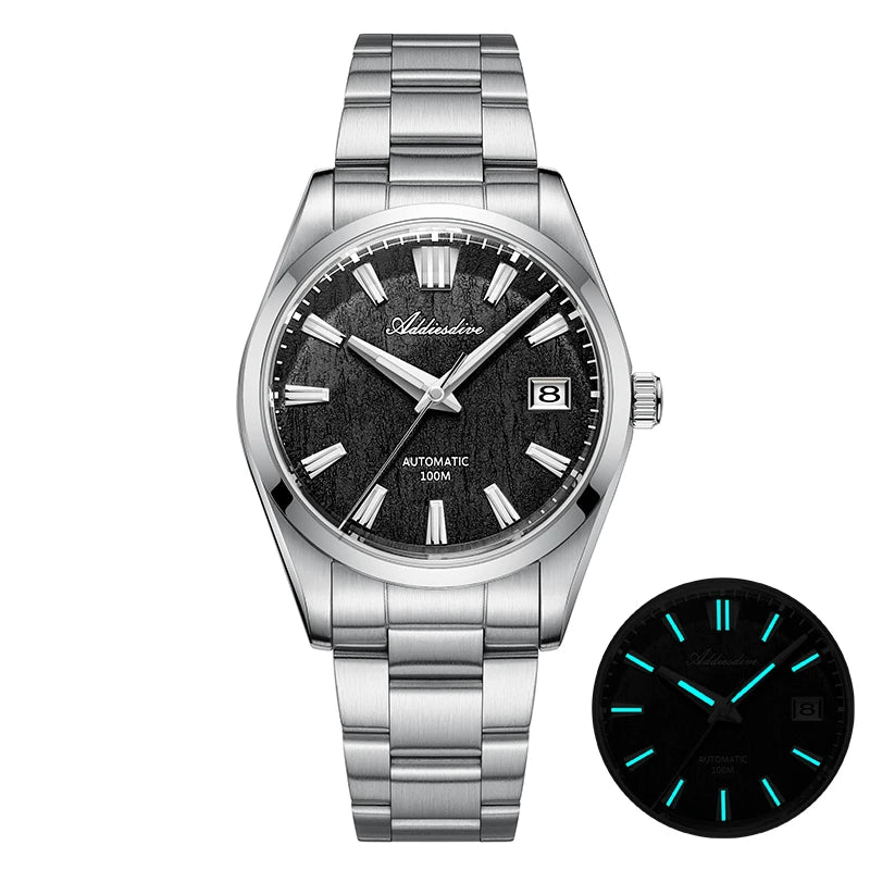 BeClassic™ ADDIESDIVE NH35 Automatic – Classic Green Dial Watch with Bark Texture & Sapphire Glass, 100M Waterproof.