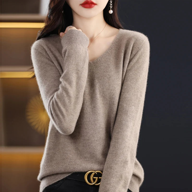 BeClassic Monoco Pure Wool V-Neck Sweater – Autumn Luxe