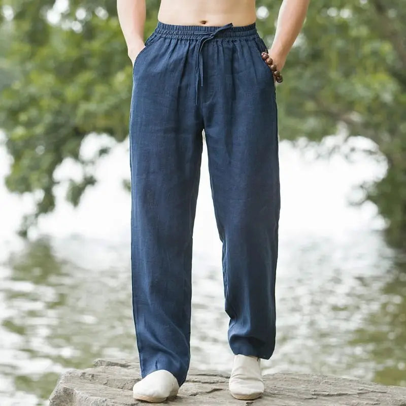 BeClassic™ 2025 Chinese-Style Linen Trousers – Breathable Wide-Leg Pants for Casual Elegance.