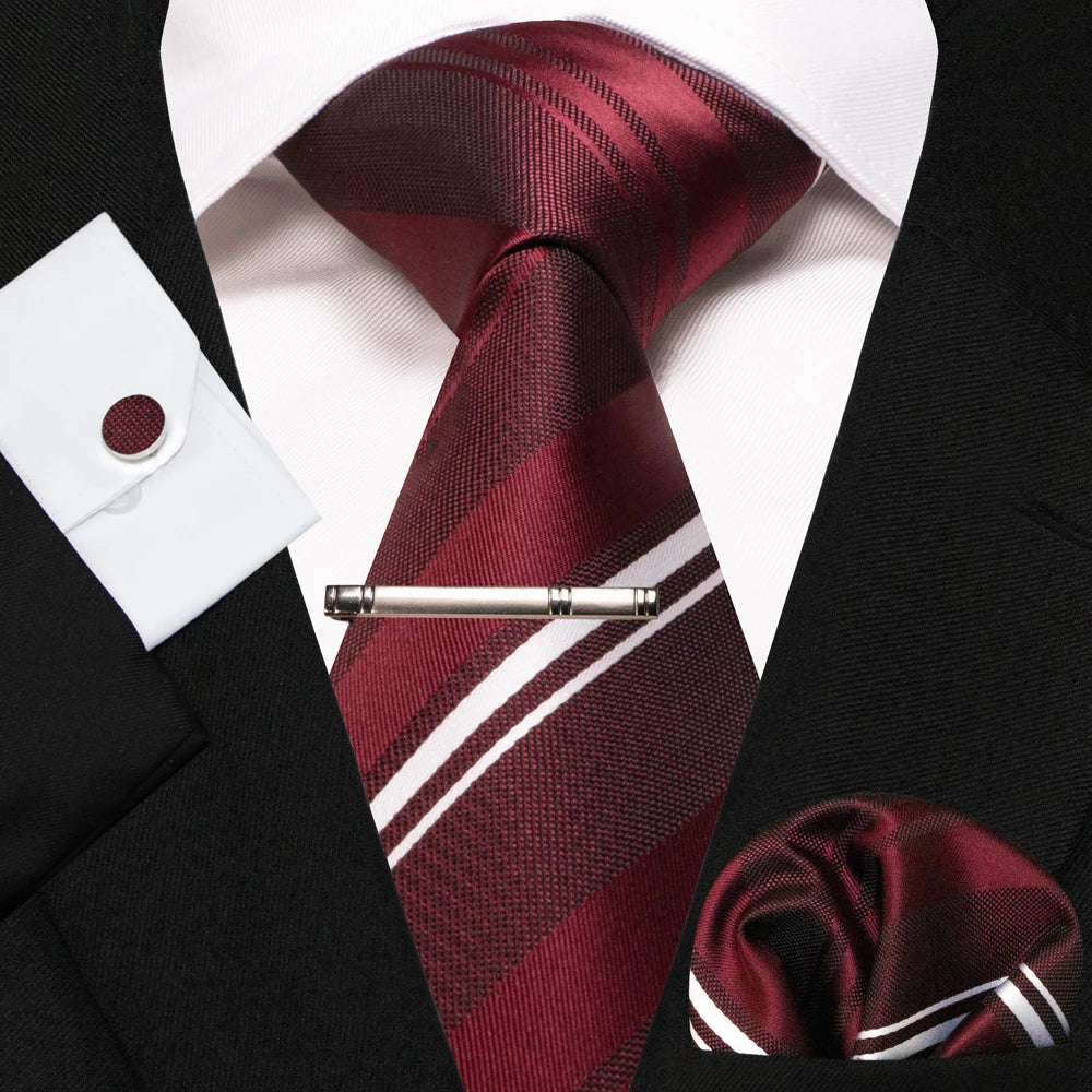 BeClassic Monoco Silk Tie & Accessory Set – Crimson Royale