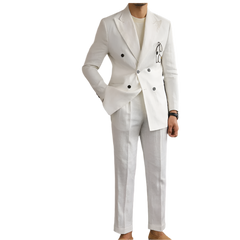 BeClassic™ 2025 Italian Linen Suit – Luxury Double-Breasted Slim Fit for Business & Events.