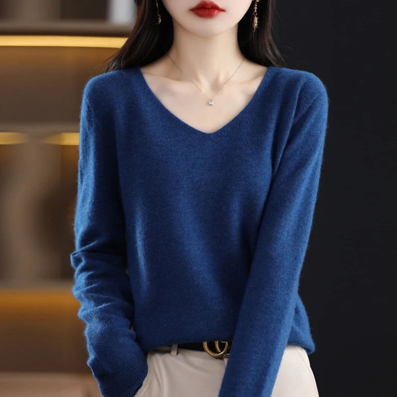 BeClassic Monoco Pure Wool V-Neck Sweater – Autumn Luxe
