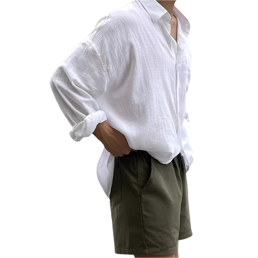 BeClassic™ 2025 Breathable Linen-Cotton Shirt – Trendy Korean Streetwear for Summer.