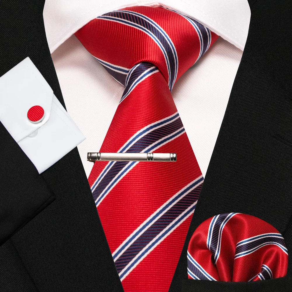 BeClassic Monoco Silk Tie & Accessory Set – Crimson Royale