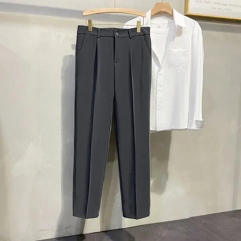 BeClassic Korean Pleated Chinos – Modern Elegance