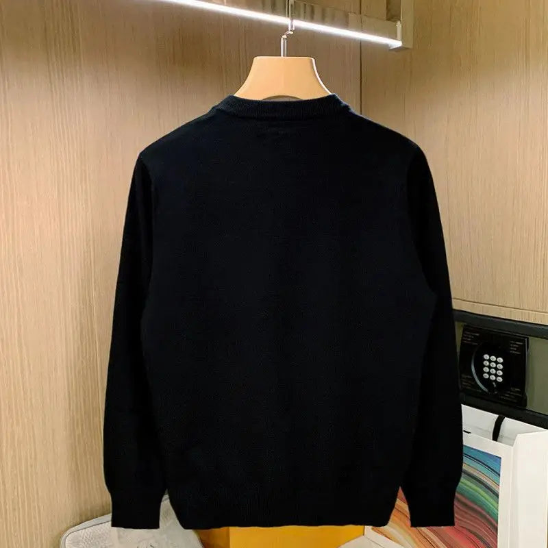 BeClassic™ Embroidered Dog Knit Sweater – Chic Long Sleeve Pullover with Playful Detailing.